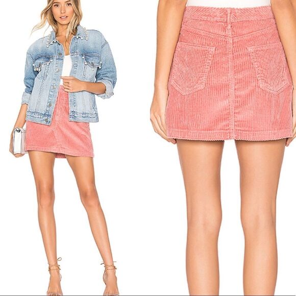 GRLFRND Dresses & Skirts - GRLFRND Zamira Gusset Corduroy Skirt Last Rose 32